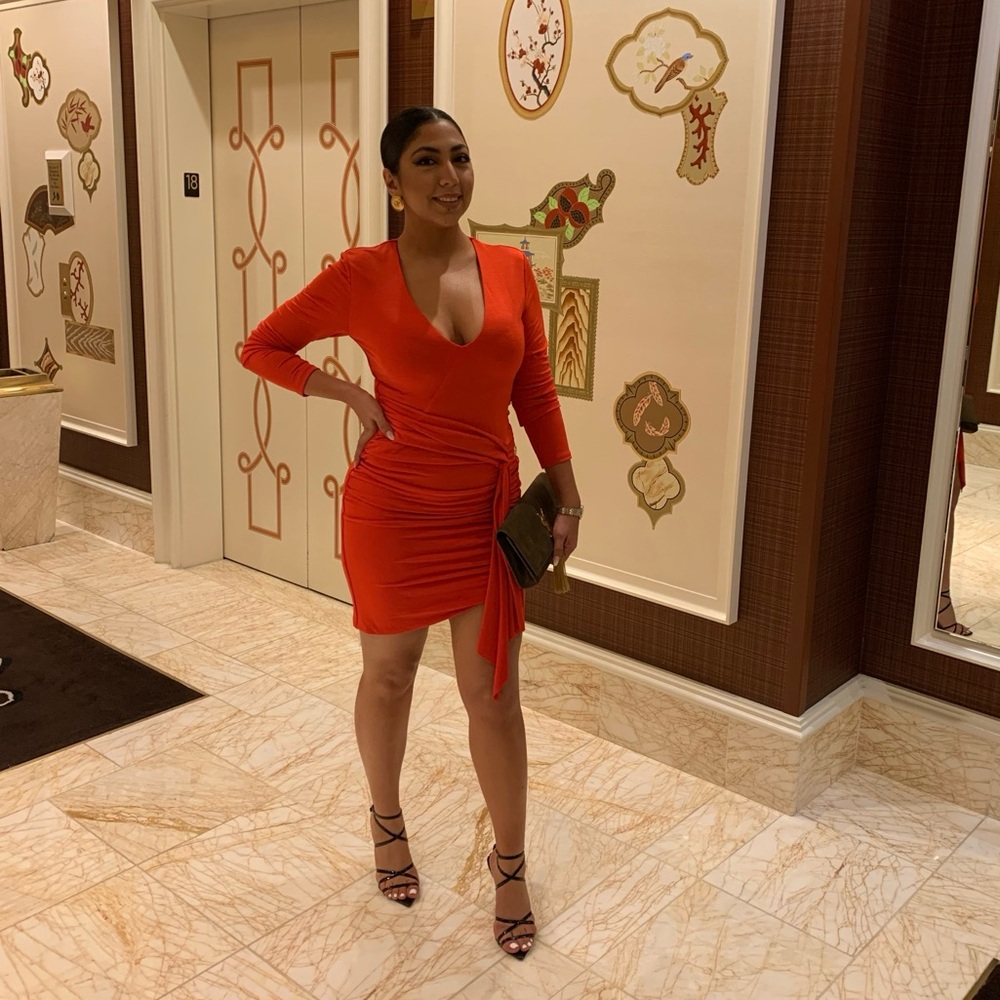 Alice + Olivia Kyra Deep V Drapery Mini Dress